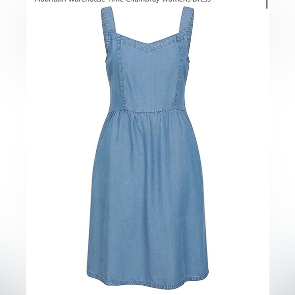 Mountain Warehouse 100% Tincel chambray knee length dress SZ 6 blue lightweight - Picture 2 of 13
